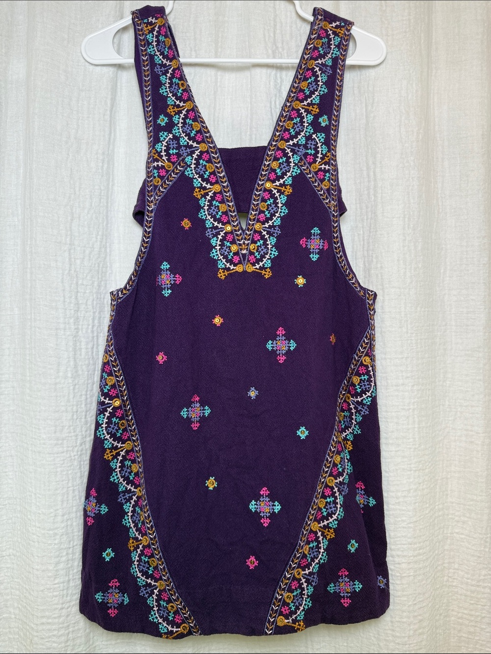Free People "Never Been" Embroidered Sequin Mini Dress - Purple (Size XS)